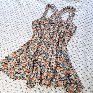 Floral Romper Playsuit sweetheart neckline macrame